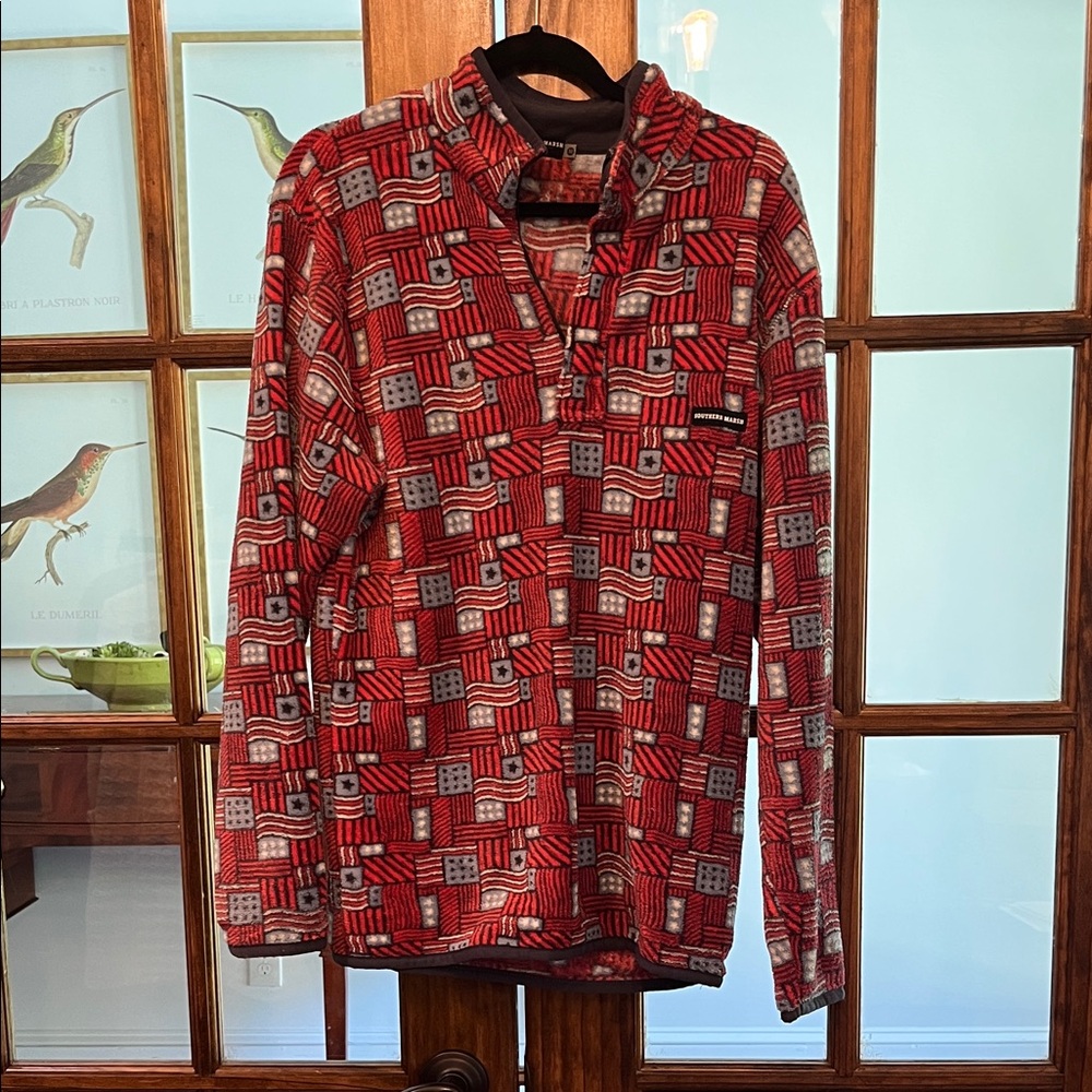 Southern Marsh Charcoal and Scarlet Fleece